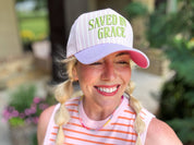 Embroidered  "Saved by Grace" Hat