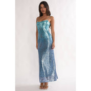 Blue Sequin Maxi Dress