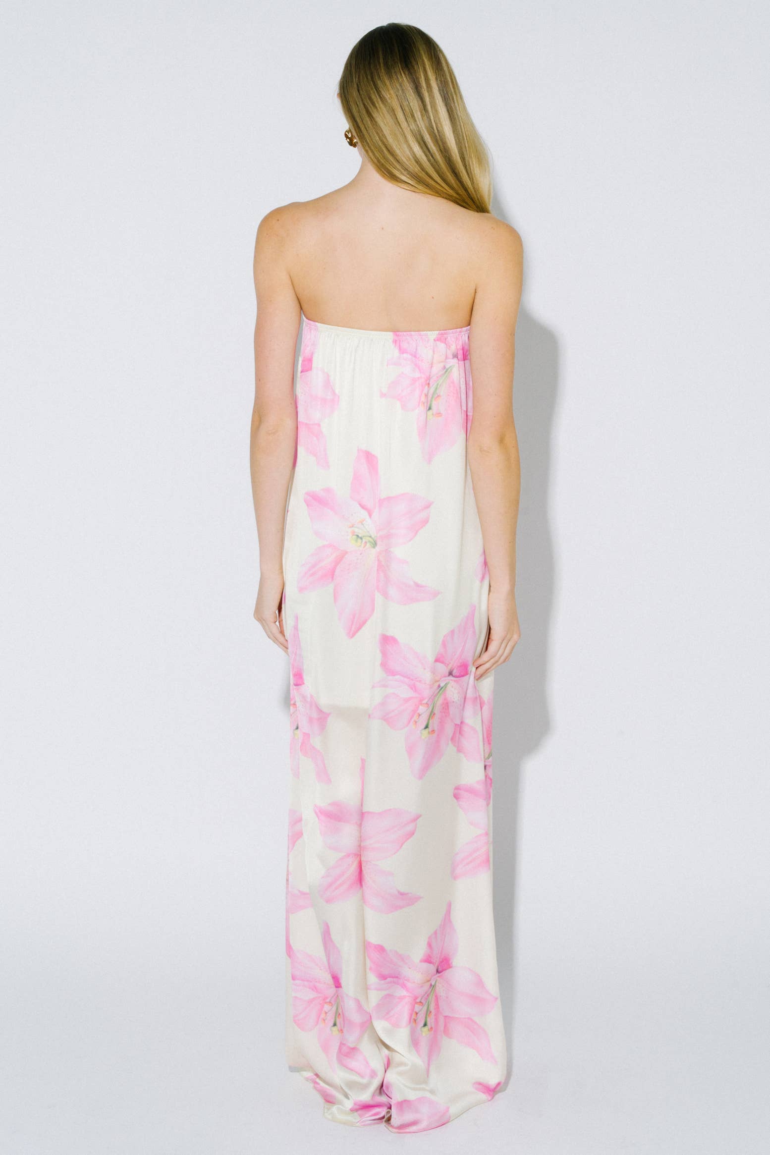 Floral Print Strapless Maxi Dress