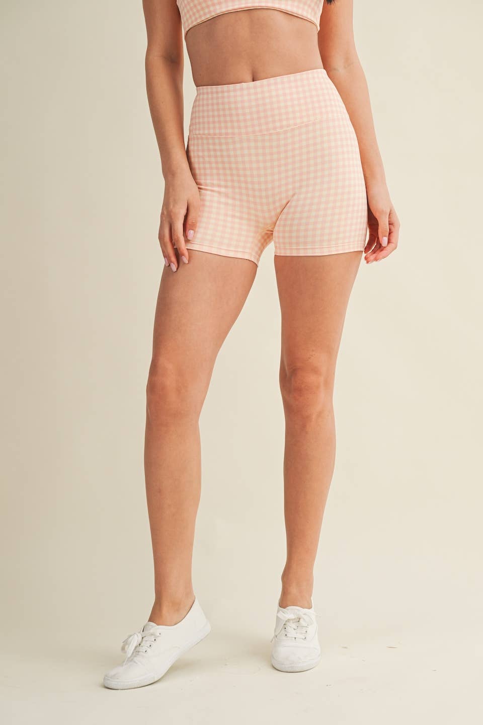 Hot Pink Gingham Biker Shorts