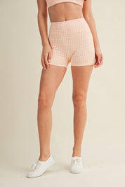 Hot Pink Gingham Biker Shorts