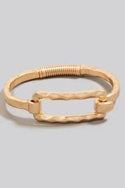Hammered Rectangle Coil Spring Hook Bangle Bracelet