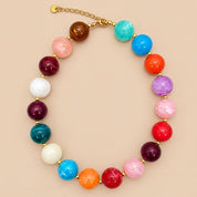Multicolor Marbled Ball Collar Necklace