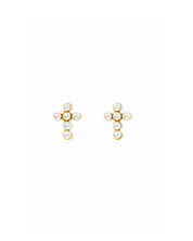 Screwback Stud Earrings Clara Cross Pearl