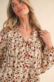 Cream Floral Corduroy Mini Dress