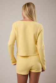 Yellow Waffle Knit & Micro Short Set