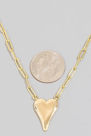 Gold Dipped Long Heart Oval Hoop Chain Necklace