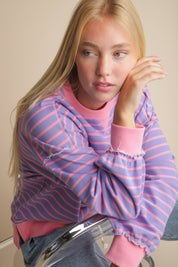 Purple Striped Oversized Top