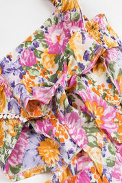 Floral Print Square Neck Mini Dress