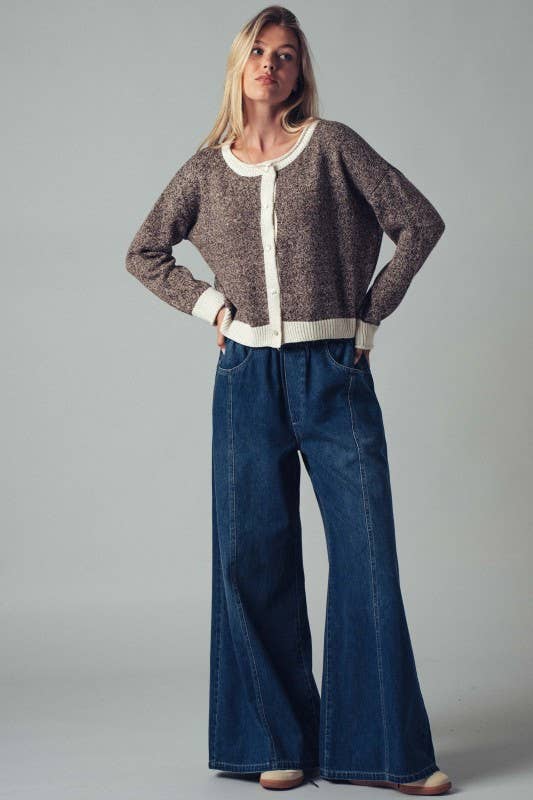 Soft Knit Button-front Sweater Cardigan For Women