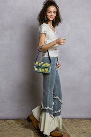 Blue Beaded Lemon Shoulder Bag