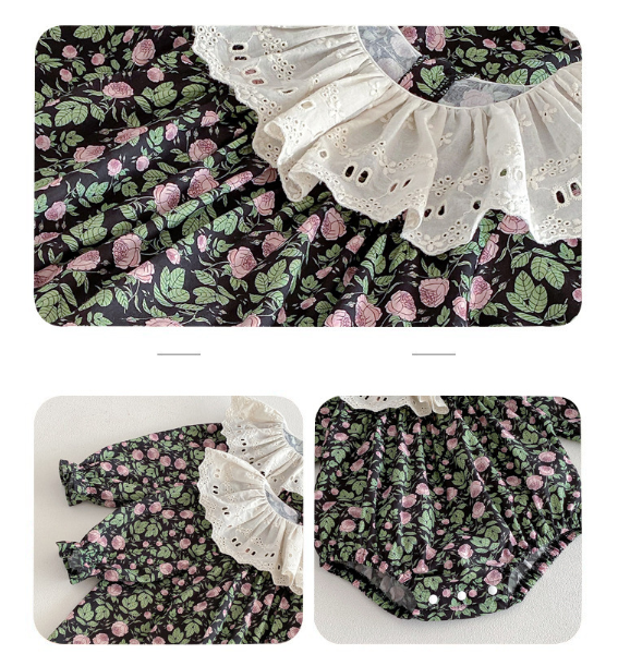 Floral Lace Collar Baby Dress & Romper — view 4