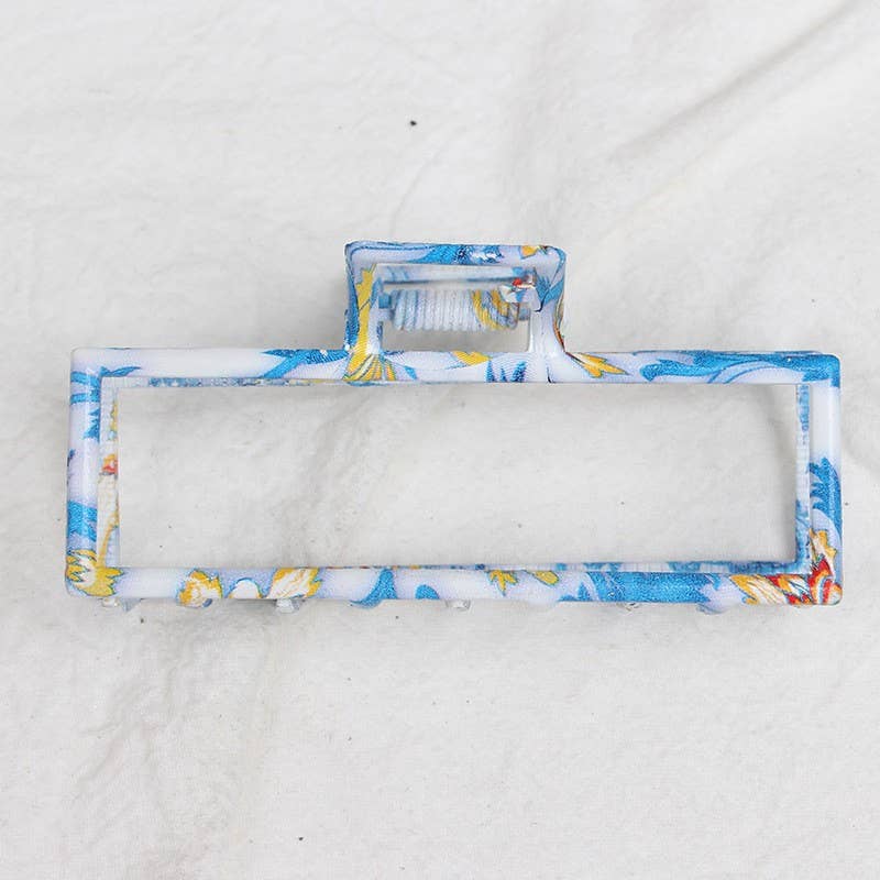 VINTAGE TOILE PATTERN PORCELAIN HAIR CLAW CLIPS | 40H914: OVAL