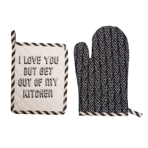 Get Out Pot Holder & Oven Mitt S/2