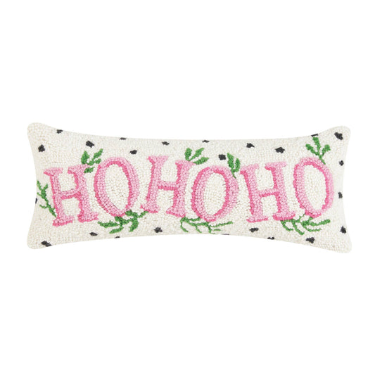 Spotted Holiday Ho Ho Ho Hook Pillow