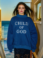 Blue Child of God Embroidered Sweatshirt