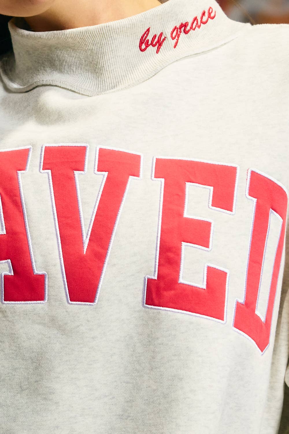 Gray Saved Mockneck Sweatshirt