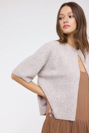 Light Brown Single Button Cape Sweater