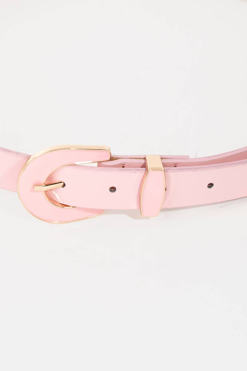 Pink Buckle Leather Belt