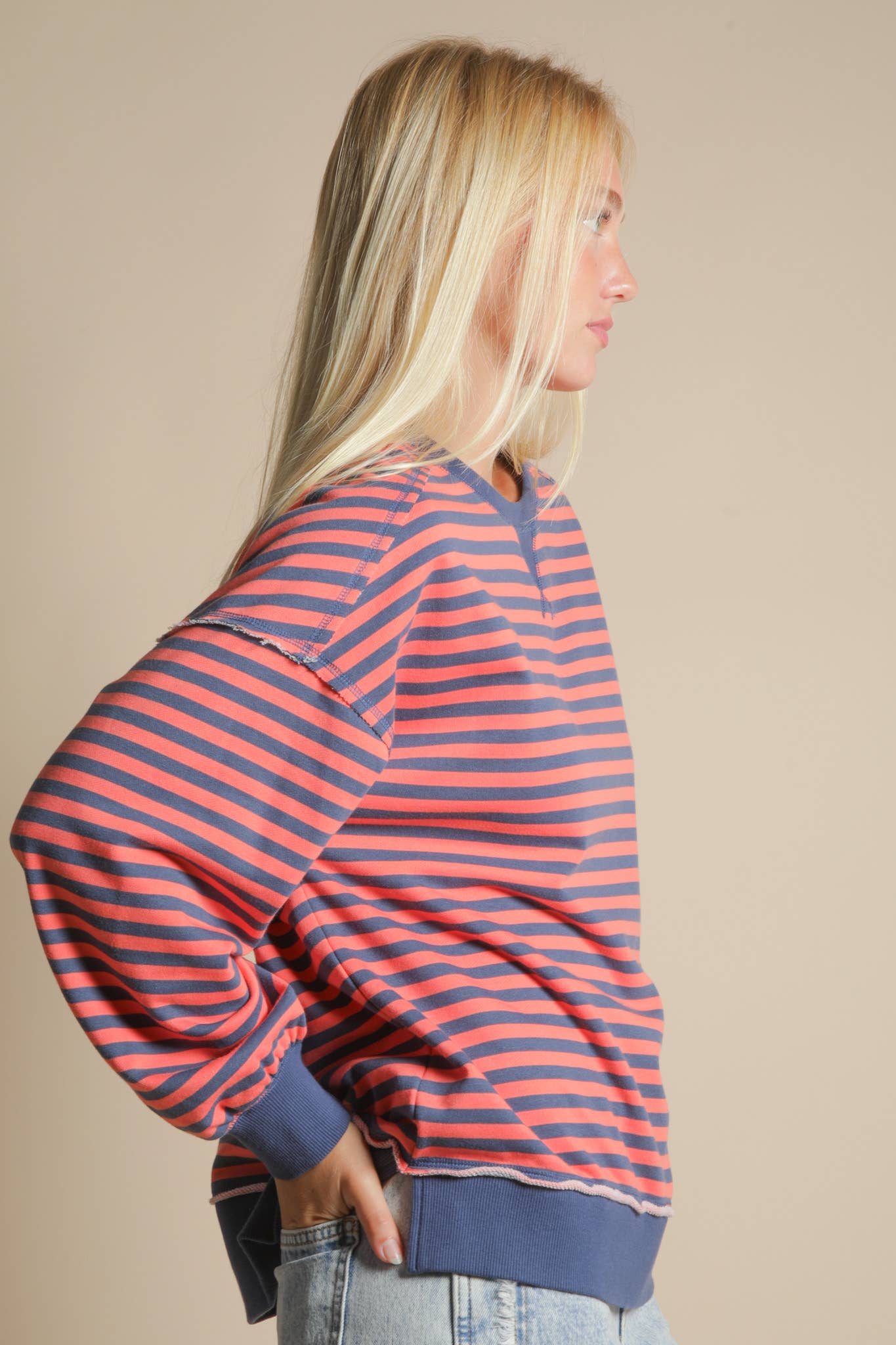 Orange Striped Oversized Top