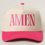 Hot Pink Amen Hat — “amen” lettering across the front and color: hot pink