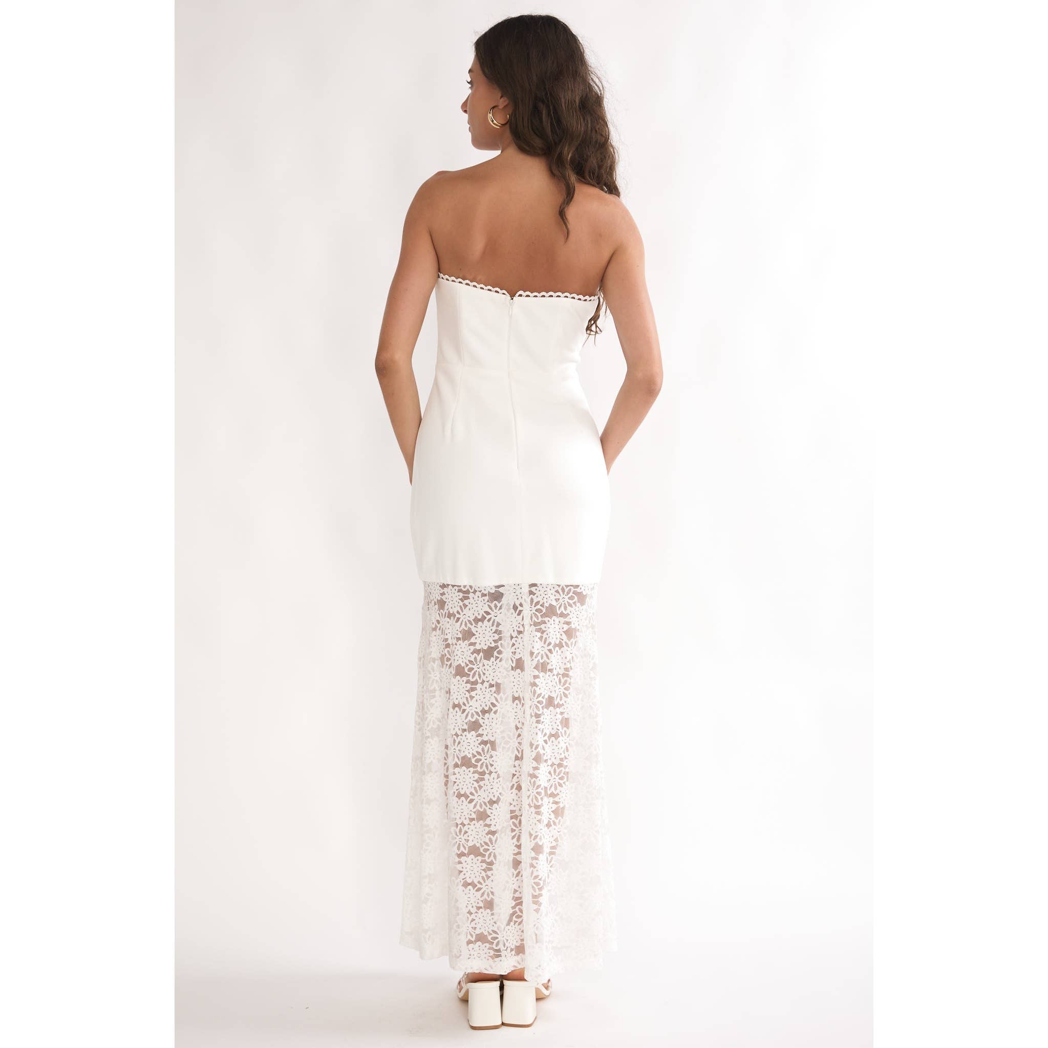 White Floral Lace Maxi Dress