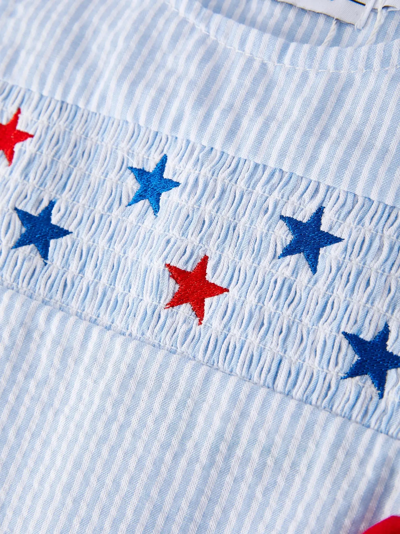 4th of July Boys' Smocking Star Embroidered Romper