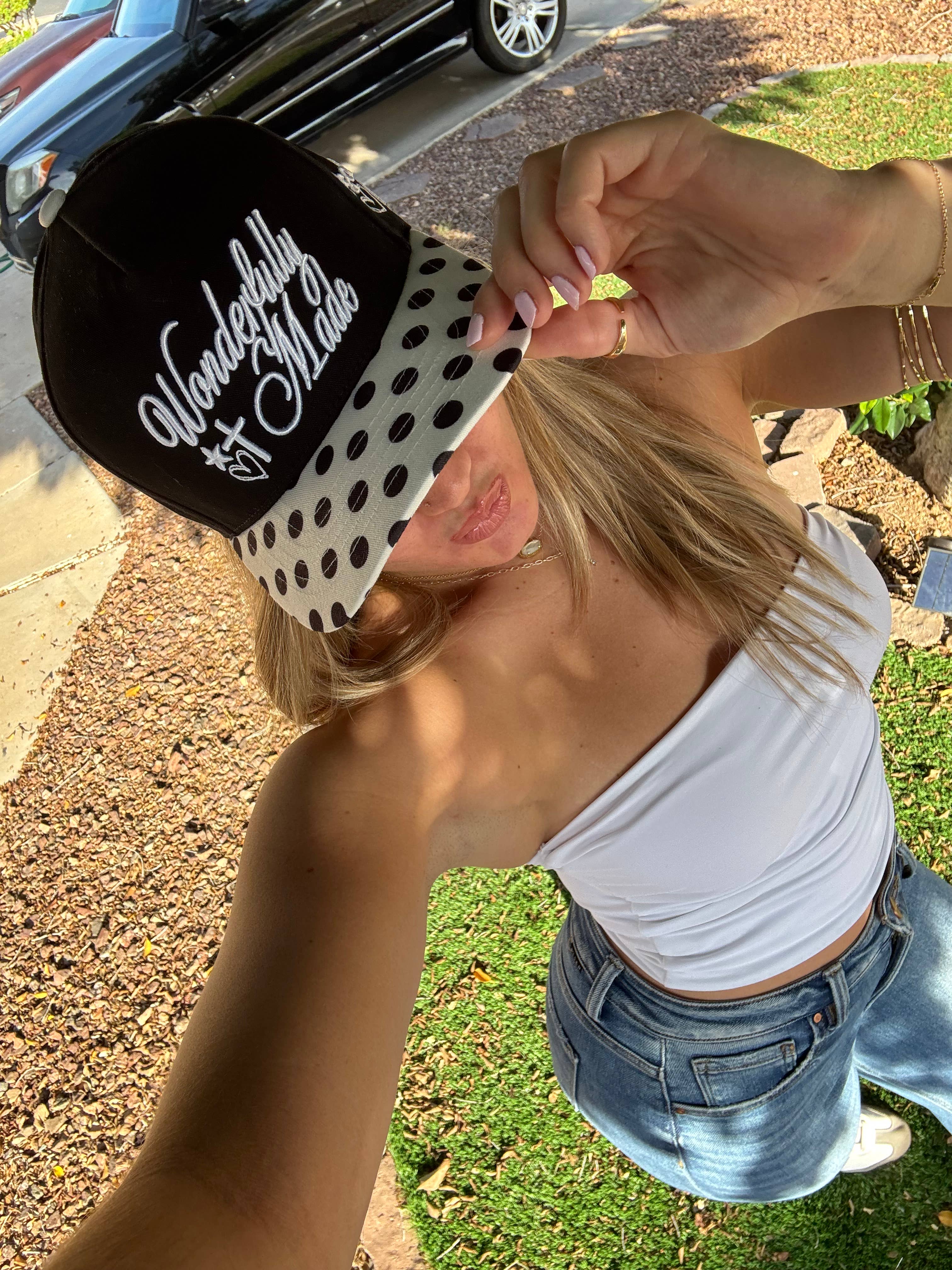 Black Polka Dot Wonderfully Made Hat