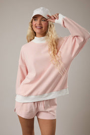 Light Pink Striped Mock Neck