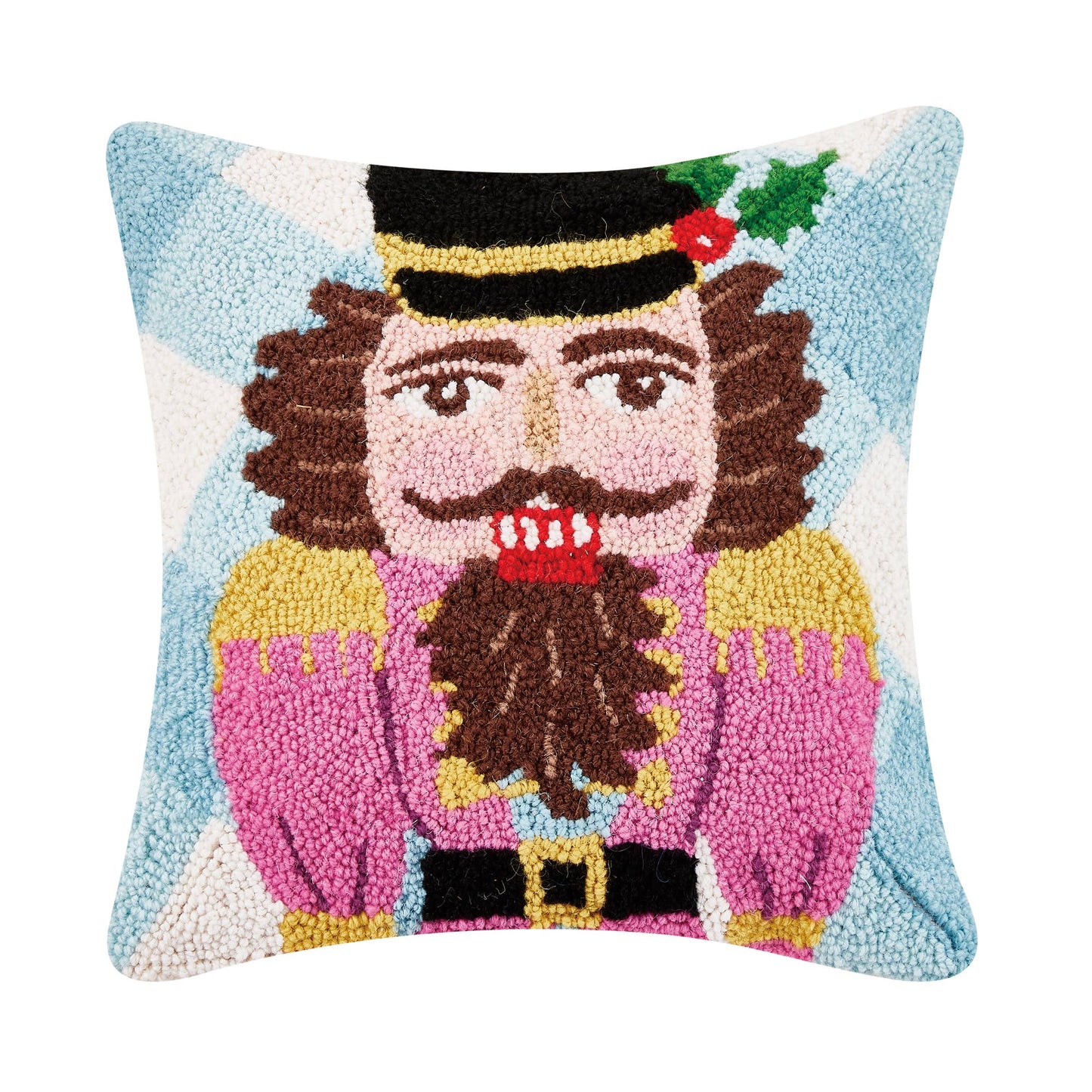 Festive Gingham Nutcracker Hook Pillow