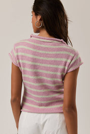 Pink Striped Sweater Top