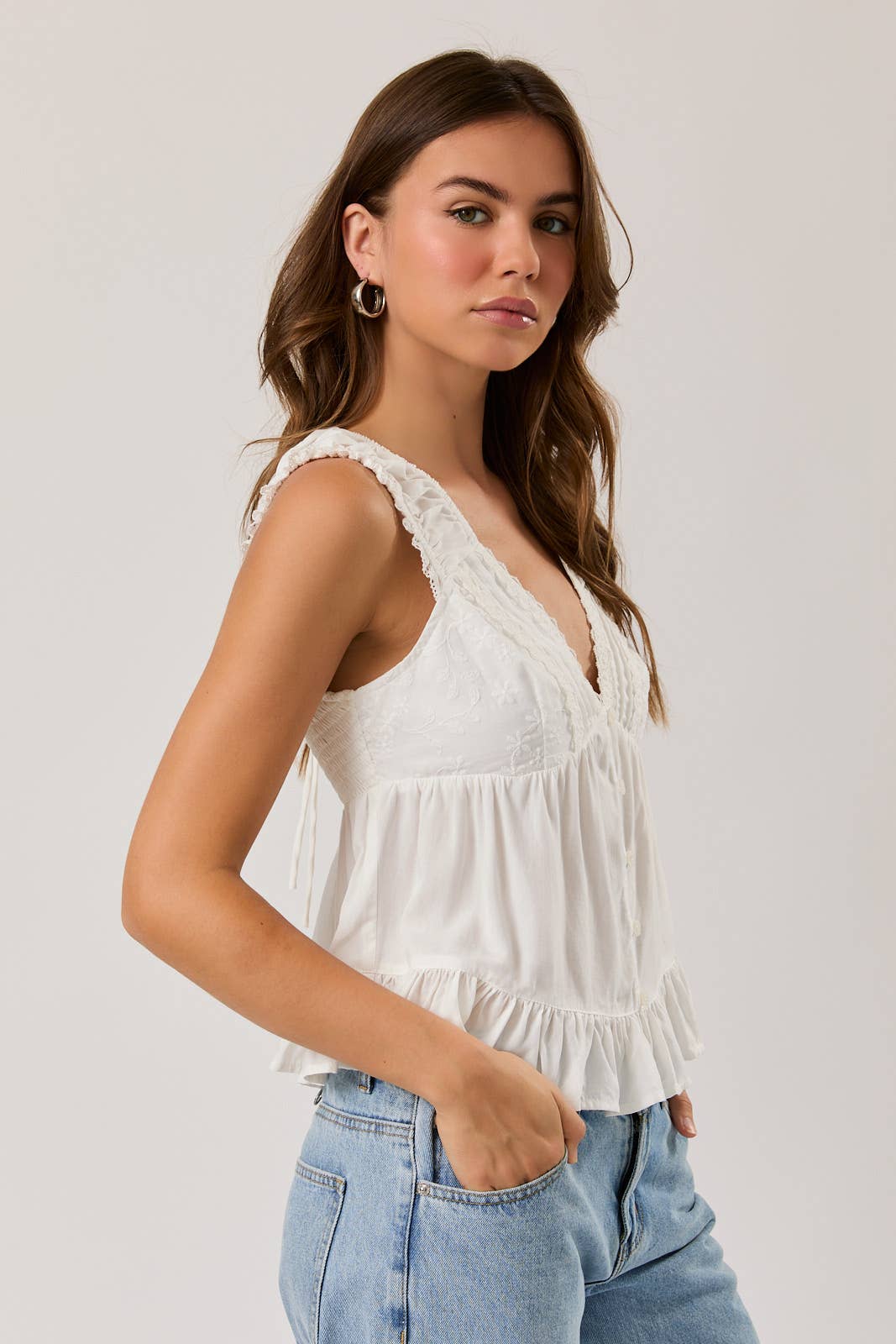 White Lace Trim Top