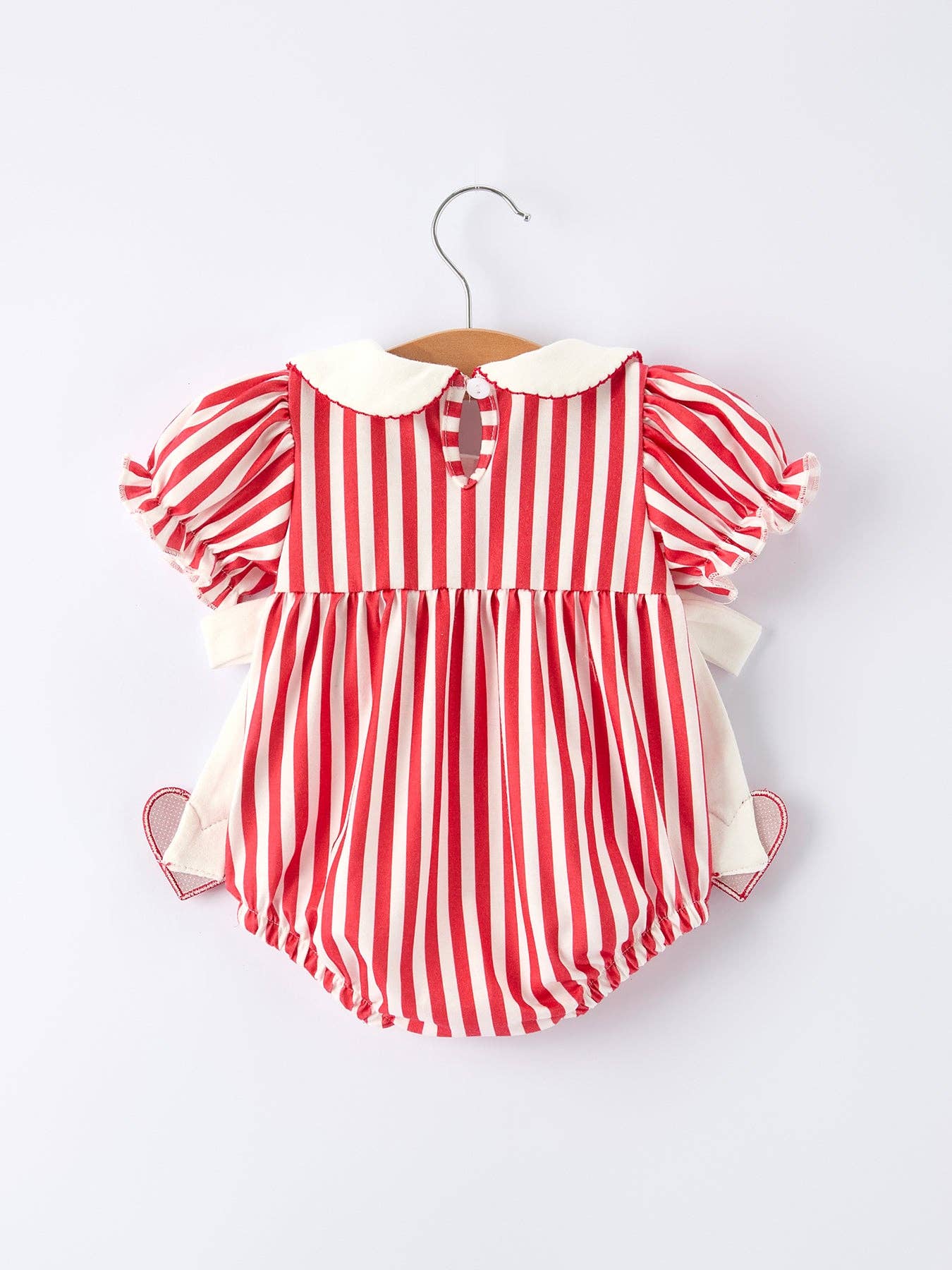 Valentine's Red Stripe Bubble Romper