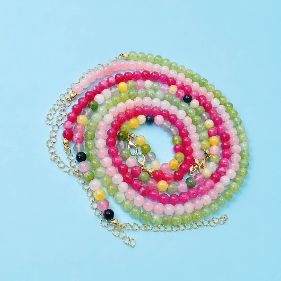 Natural Solid Color Bead Necklace