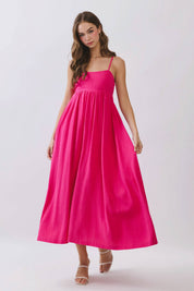 Pink Open Back Tie Strap Maxi Dress