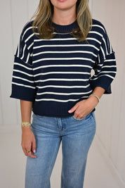 Navy Stripe Short Sweater