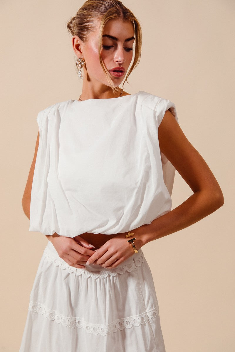Sleeveless Crop Bubble Top & Skirt Set