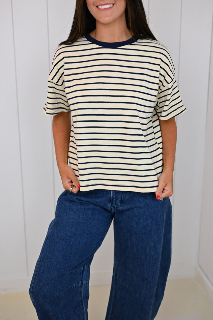 Navy Striped Short Sleeve Tee