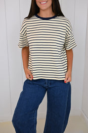 Navy Striped Short Sleeve Tee