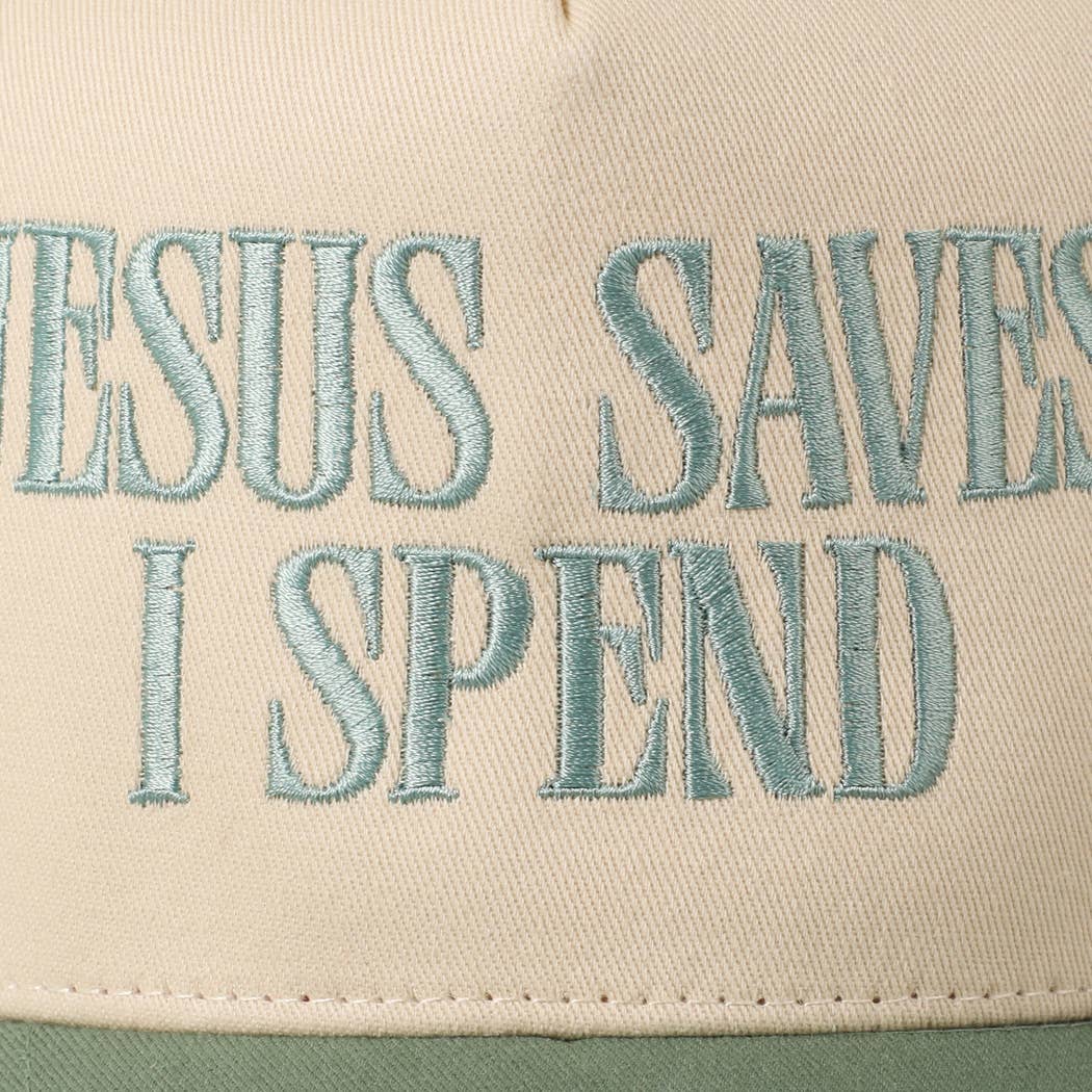 Green Jesus Saves I Spend Hat