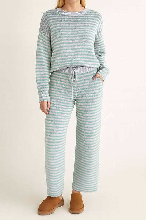 Aqua & Blue Stripe Sweater & Pants Set