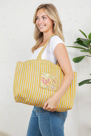 Yellow Floral Reversible Quilted Tote Bag