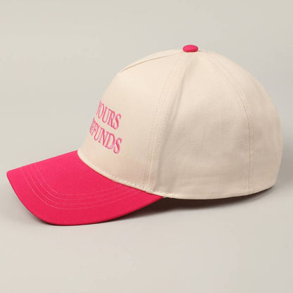 Pink I'M YOURS NO REFUNDS Embroidery Two-Tone Hat