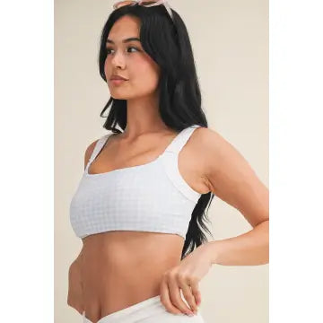 Blue Gingham Sports Bra
