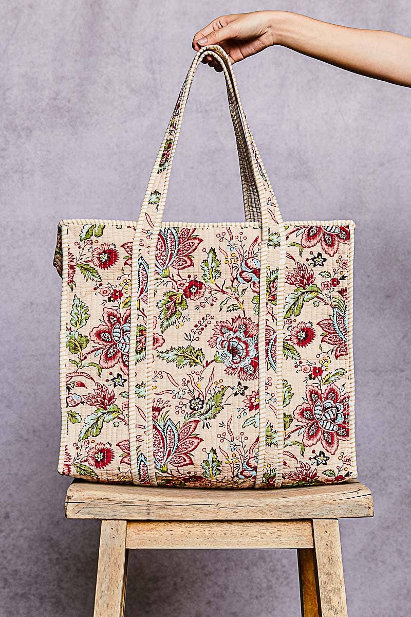 Quilted Bohemian Print Tote Bag
