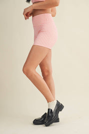Hot Pink Gingham Biker Shorts