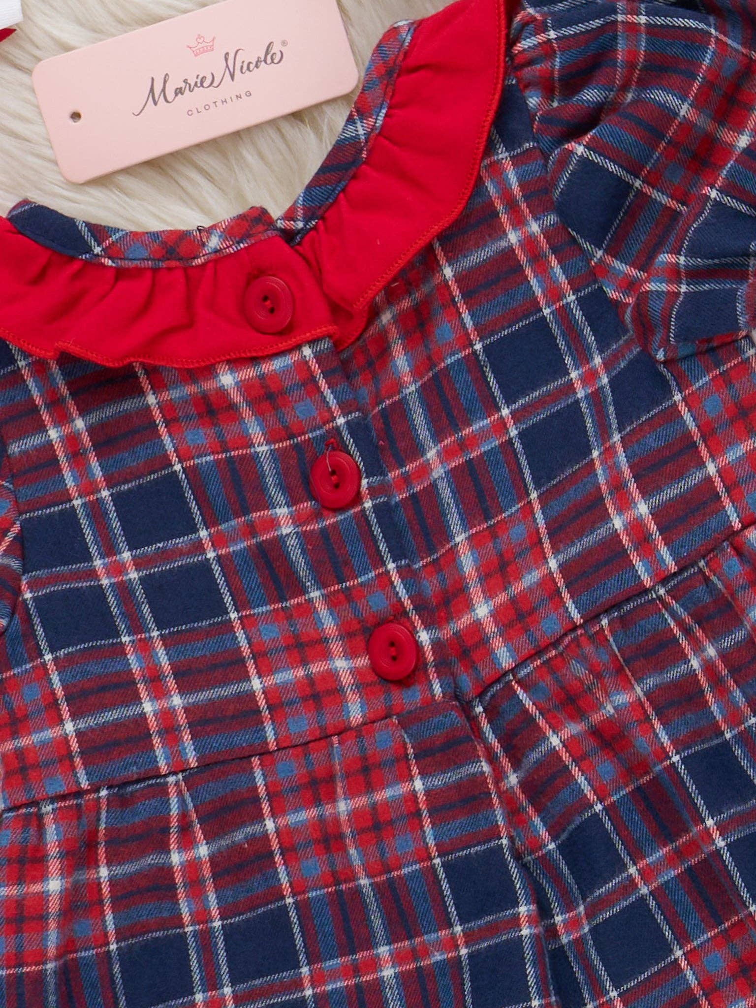 Santa Spirit Smocked Flannel Overall Romper
