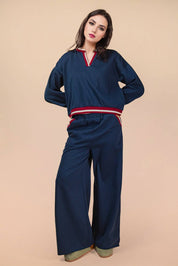 Navy Color Band Detail Comfy Set