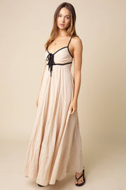 Beige Sian Contrast Tie Maxi Dress