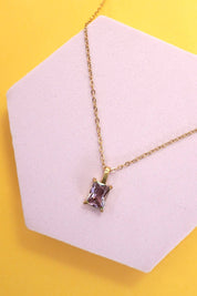 Rose Glass 18K Stainless Steel Necklace